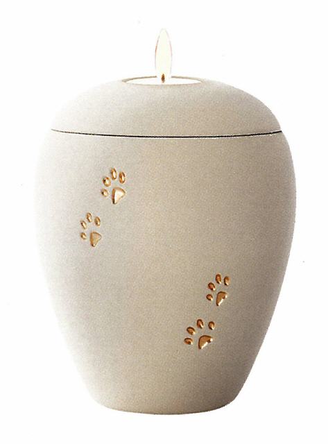 Keramikurne Siena creme mit Teelicht